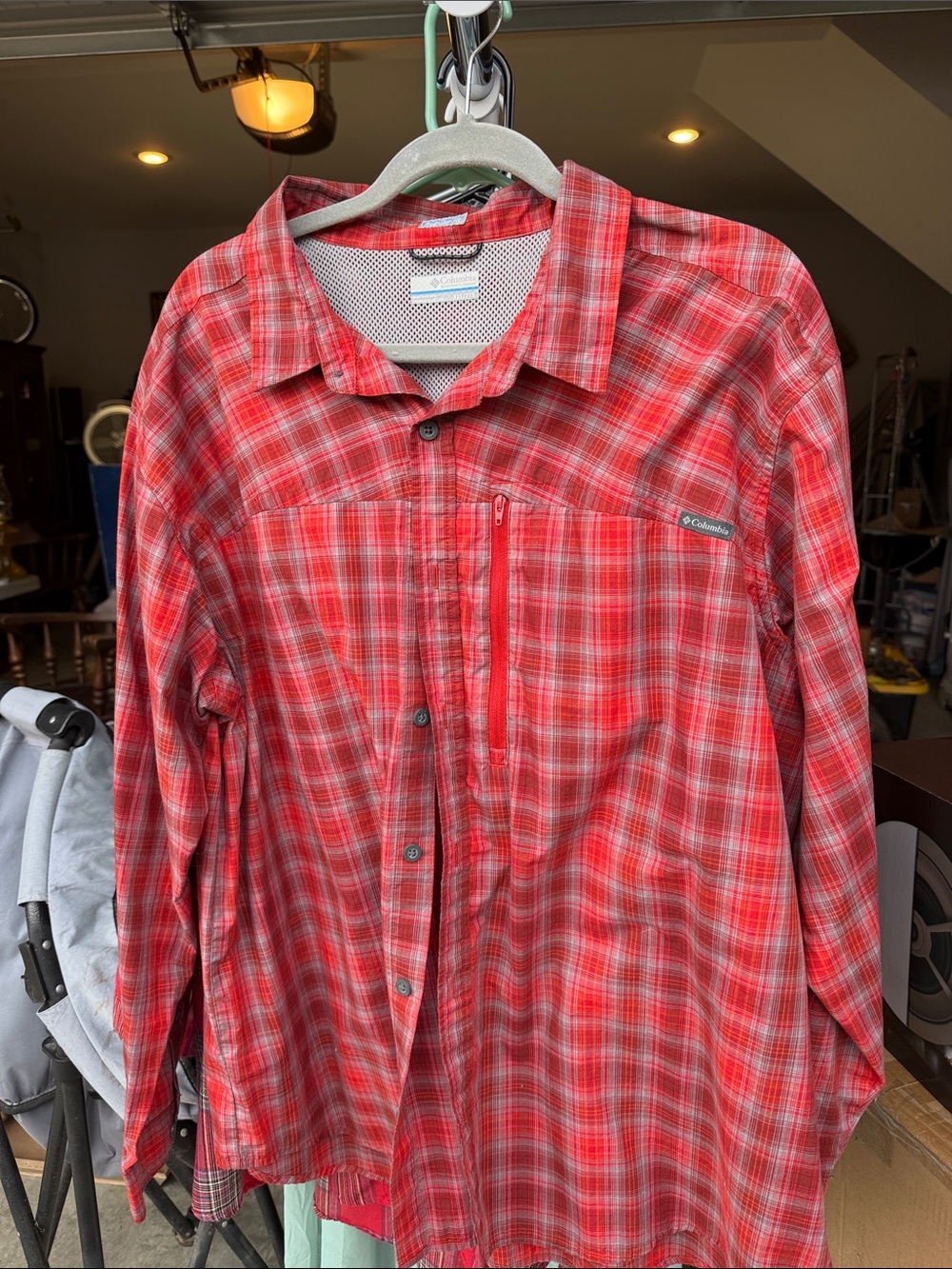Columbia Red Plaid Long-Sleeve Button-Down Shirt